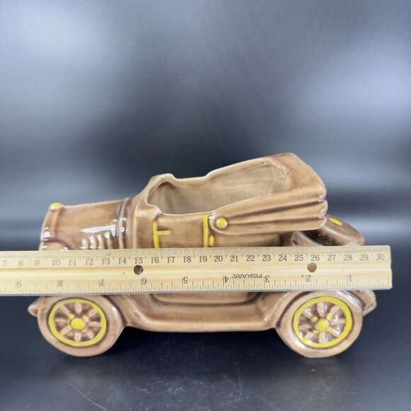 1950s McCoy Car Jalopy Automobile Planter Floral Pot Arrangement Brown Ceramic - Picture 6 of 16